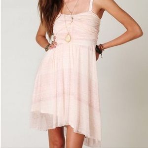 Free People Watercolor Pink Strapless Dress